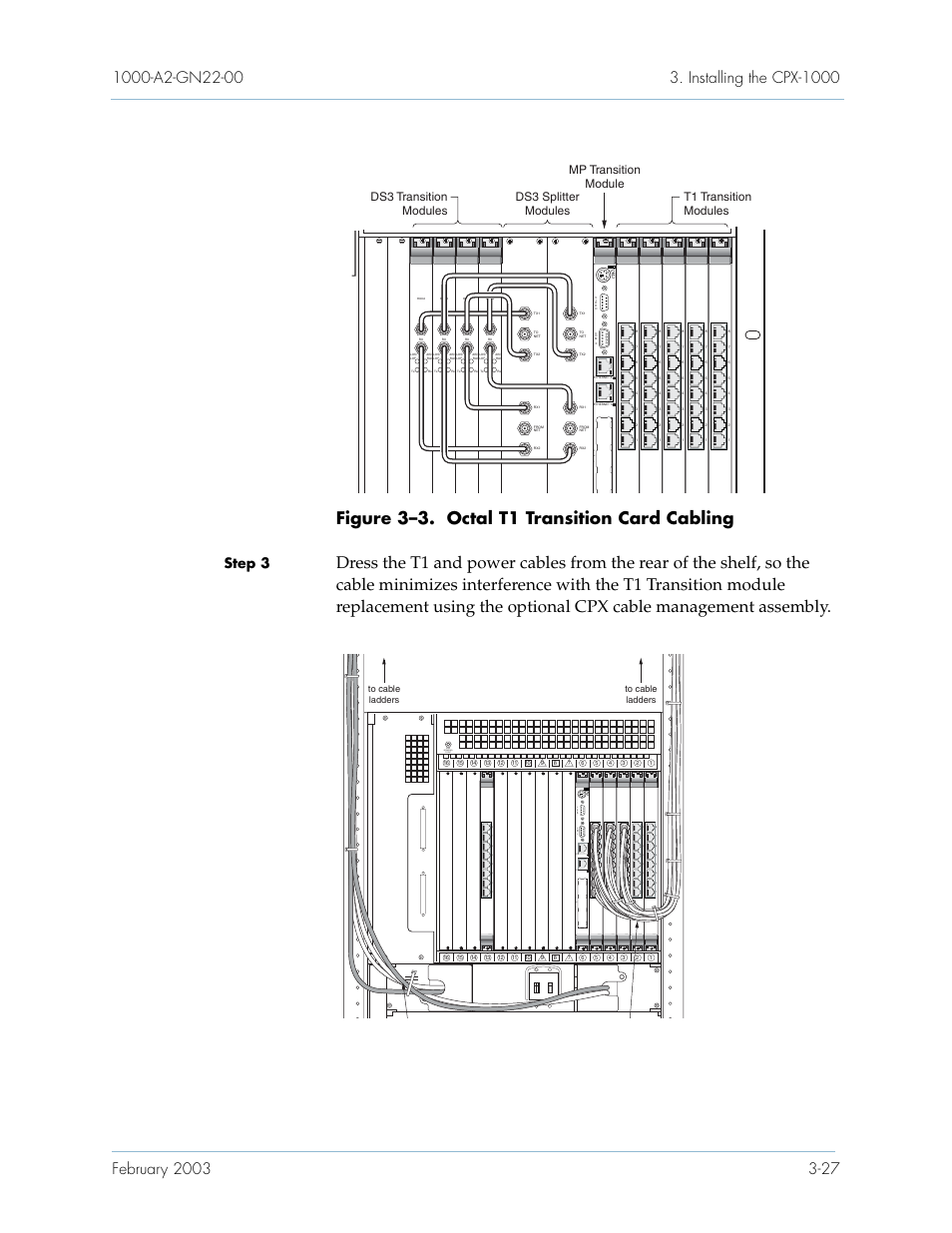 Figure 3–3. octal t1 transition card cabling, Step 3, Esd bonding point | P i m 1 | Paradyne Jetstream CPX-1000 User Manual | Page 91 / 160