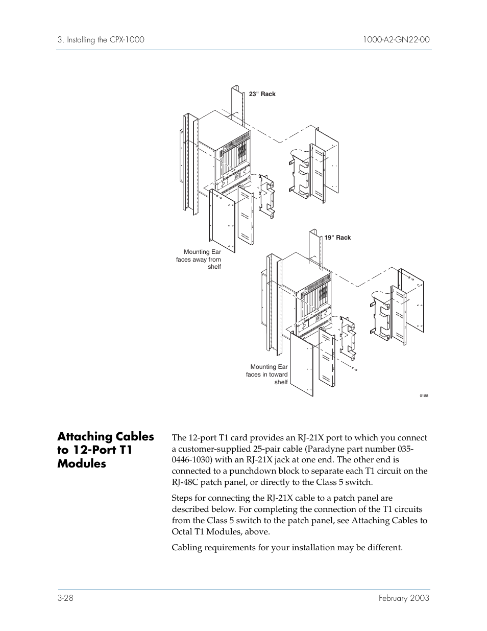 Attaching cables to 12-port t1 modules, Attaching cables to 12-port t1 modules -28 | Paradyne Jetstream CPX-1000 User Manual | Page 92 / 160