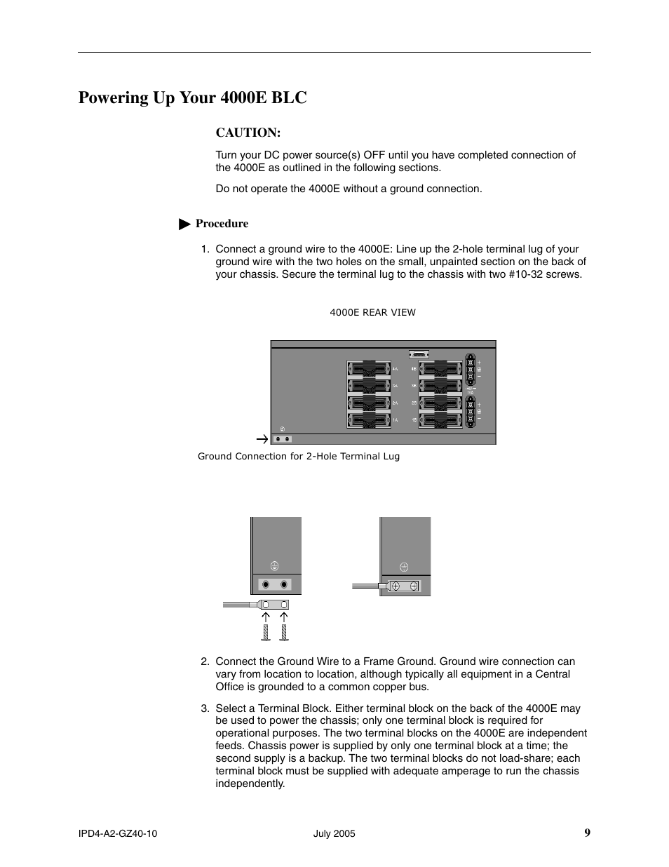 Powering up your 4000e blc | Paradyne IP Broadband Loop Carrier 4000E User Manual | Page 9 / 20