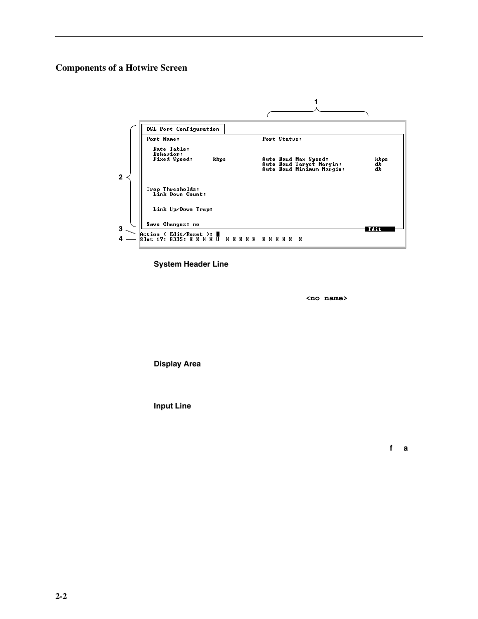 Components of a hotwire screen | Paradyne Hotwire ATM Line Cards 8385 User Manual | Page 16 / 132