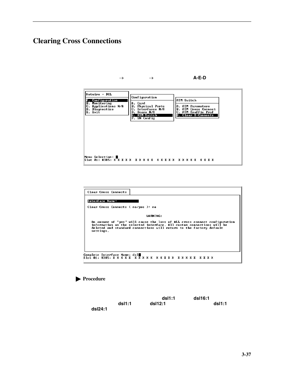 Clearing cross connections | Paradyne Hotwire ATM Line Cards 8385 User Manual | Page 59 / 132