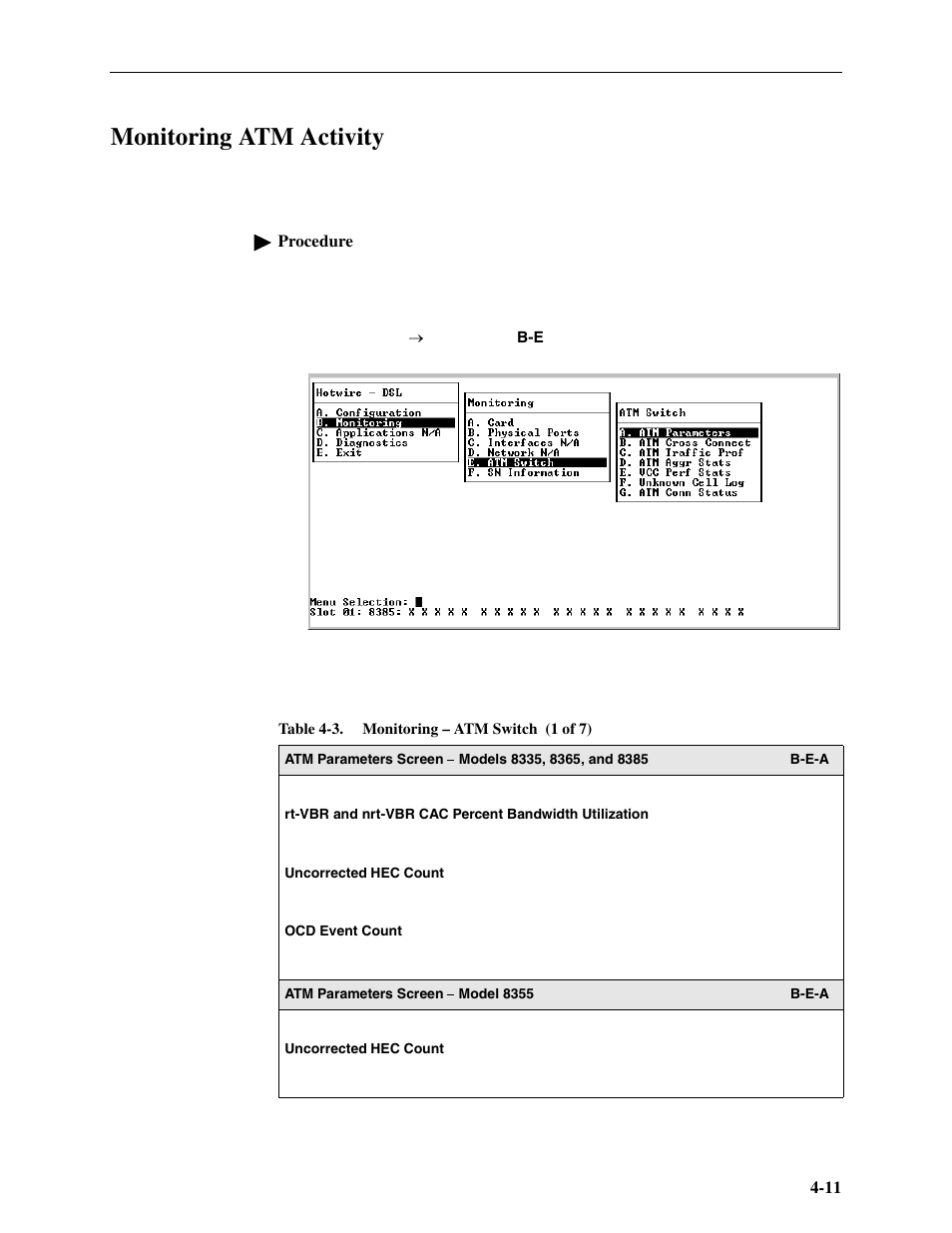 Monitoring atm activity | Paradyne Hotwire ATM Line Cards 8385 User Manual | Page 77 / 132