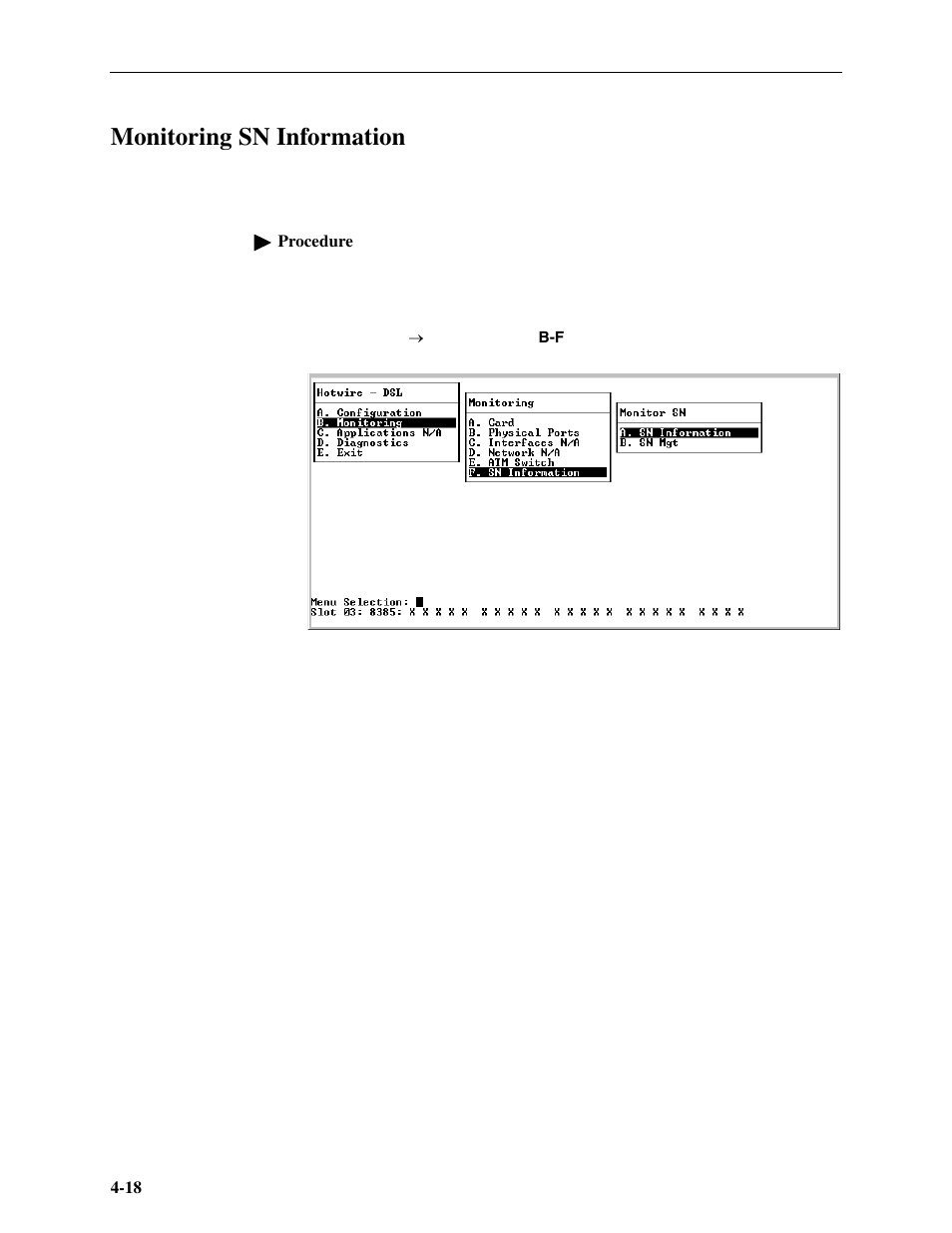 Monitoring sn information | Paradyne Hotwire ATM Line Cards 8385 User Manual | Page 84 / 132