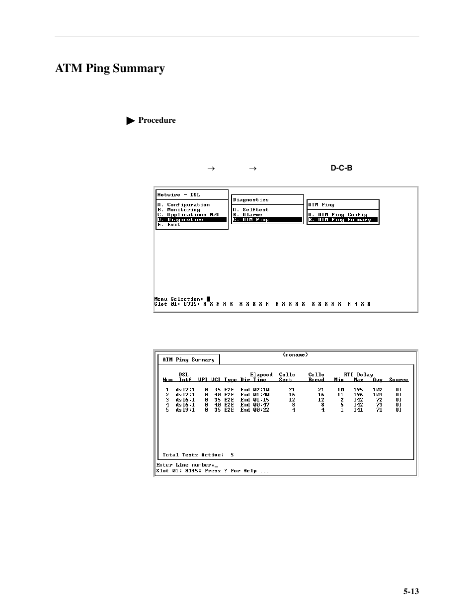 Atm ping summary | Paradyne Hotwire ATM Line Cards 8385 User Manual | Page 99 / 132