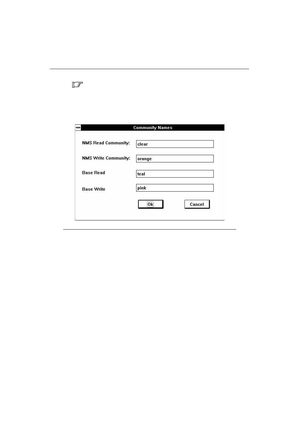 Community names dialog box | Paradyne COMSPHERE 6700 SERIES User Manual | Page 27 / 57