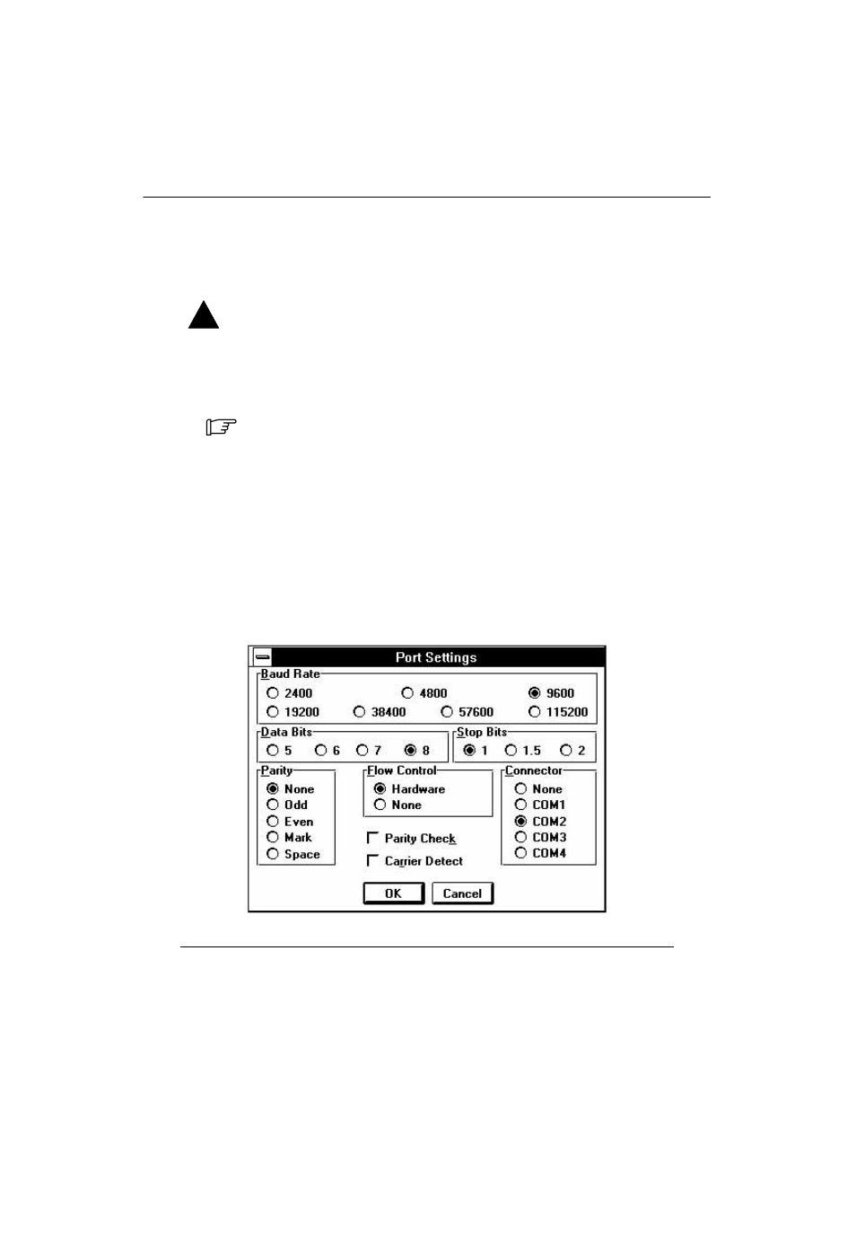 Choosing port settings, Port settings dialog box | Paradyne COMSPHERE 6700 SERIES User Manual | Page 38 / 57