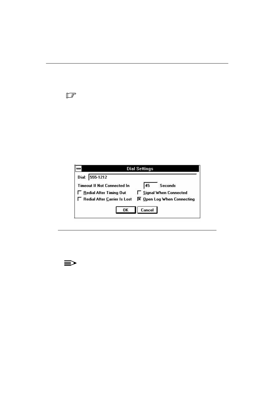 Specifying dial settings, Dial settings dialog box | Paradyne COMSPHERE 6700 SERIES User Manual | Page 42 / 57