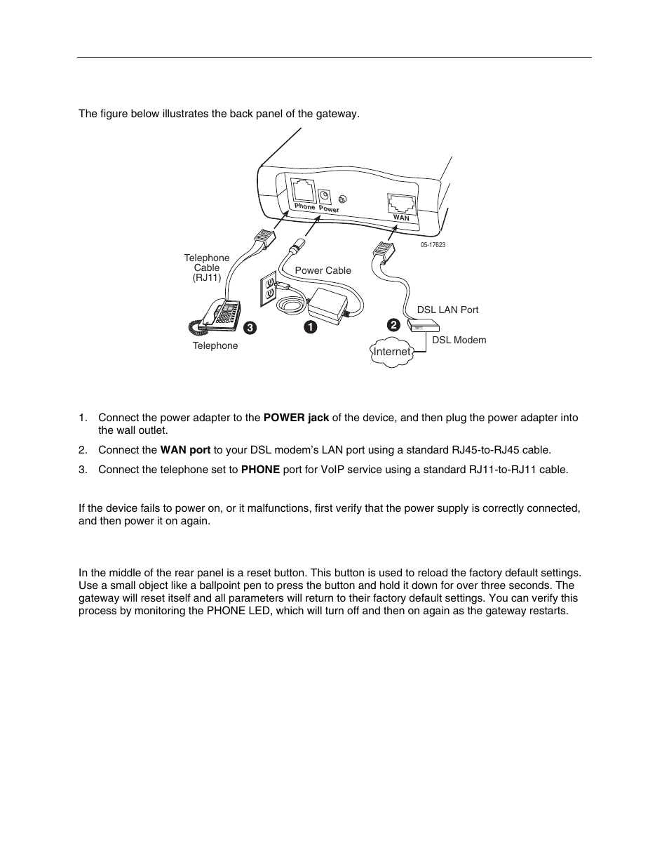 Hardware installation, Reset button, Chapter 2 | Eset, Utton, Chapter 2 hardware installation, 1 reset button | Paradyne 1810 User Manual | Page 9 / 31