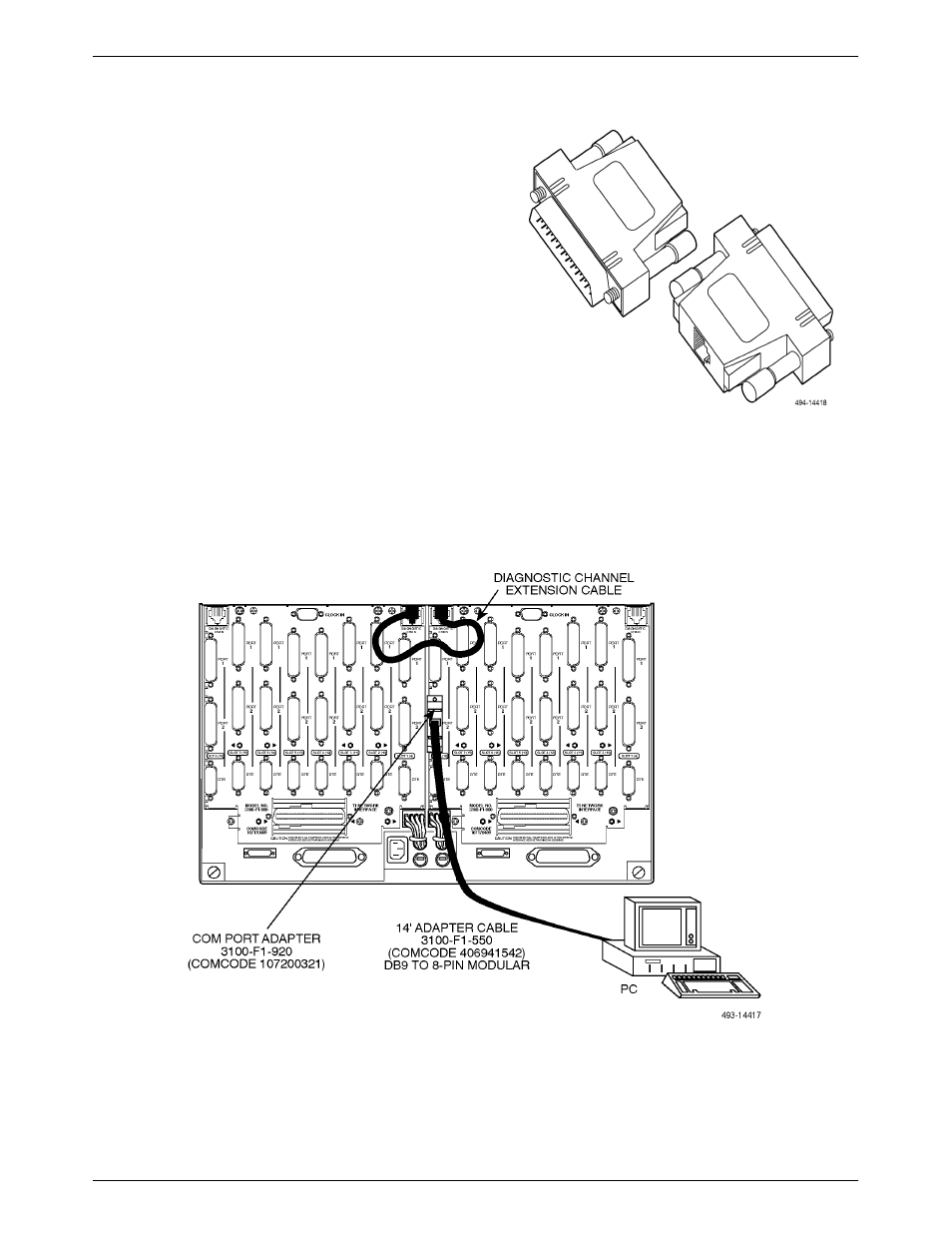 Com port adapter, Com port connection – external pc | Paradyne COMSPHERE 3000 User Manual | Page 63 / 131