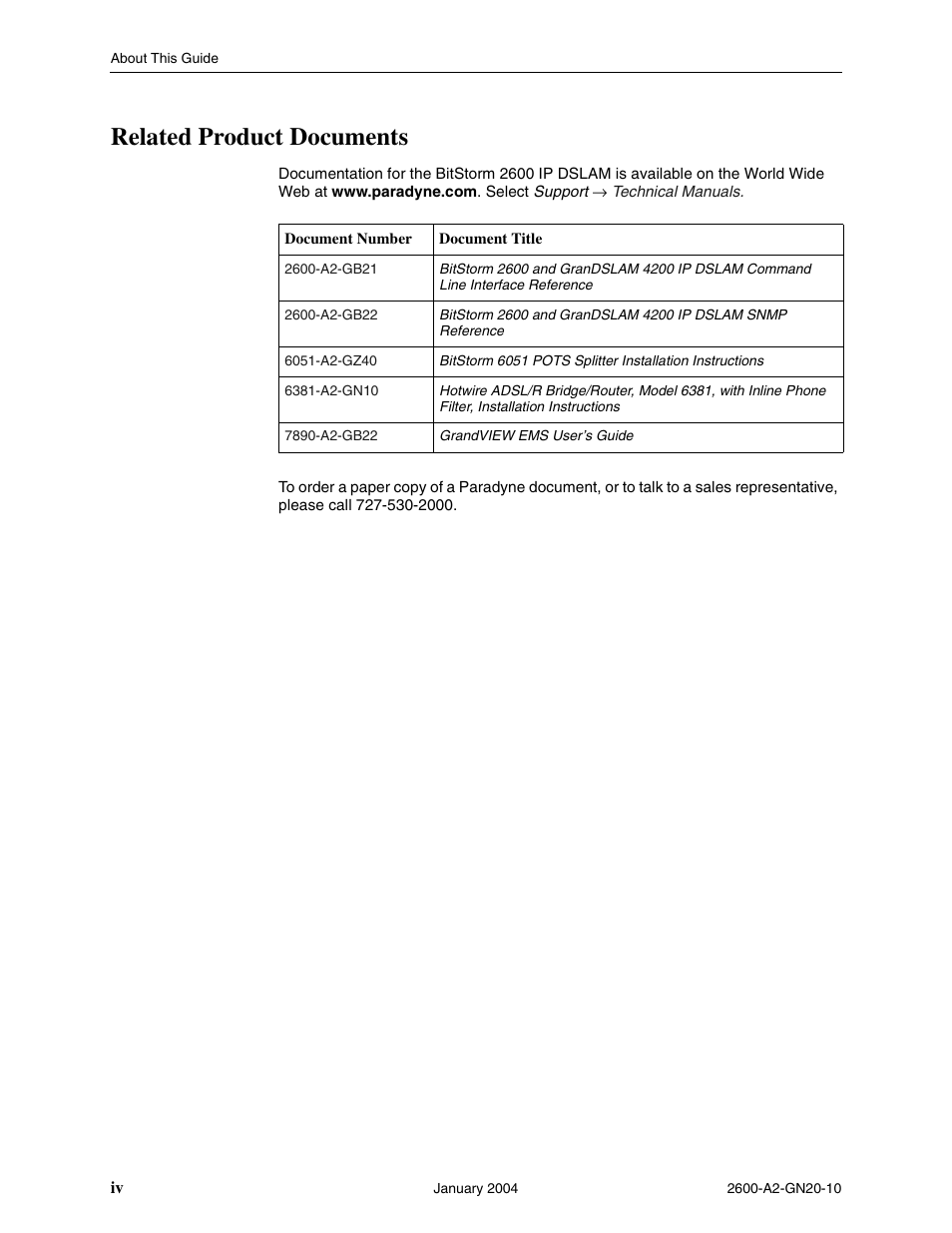 Related product documents | Paradyne BitStorm 2600 IP DSLAM User Manual | Page 10 / 58