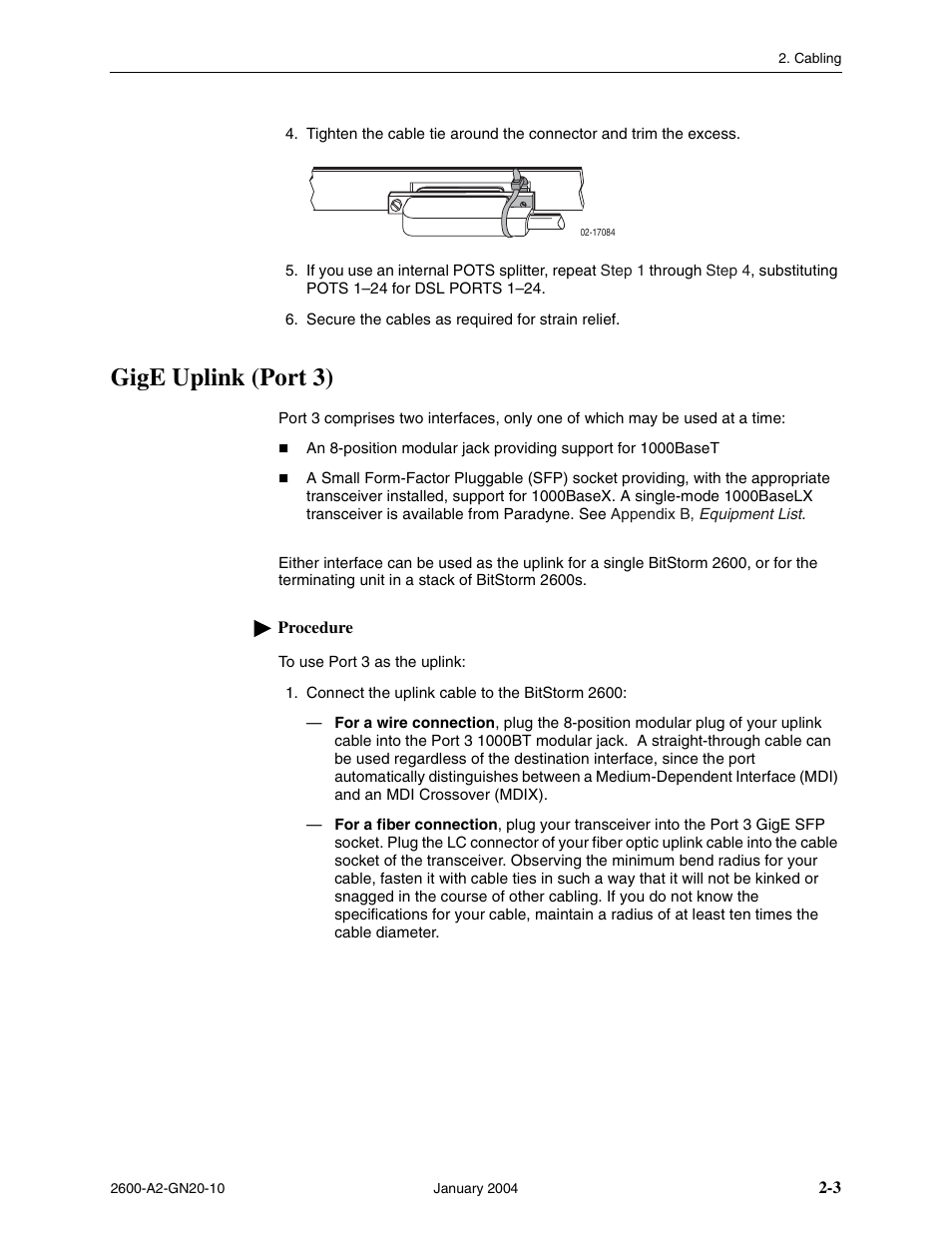 Gige uplink (port 3) | Paradyne BitStorm 2600 IP DSLAM User Manual | Page 25 / 58