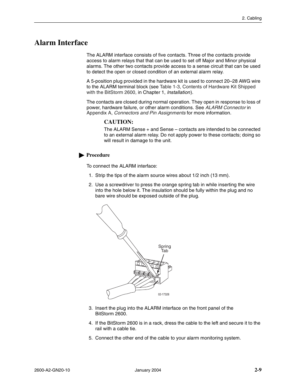 Alarm interface | Paradyne BitStorm 2600 IP DSLAM User Manual | Page 31 / 58