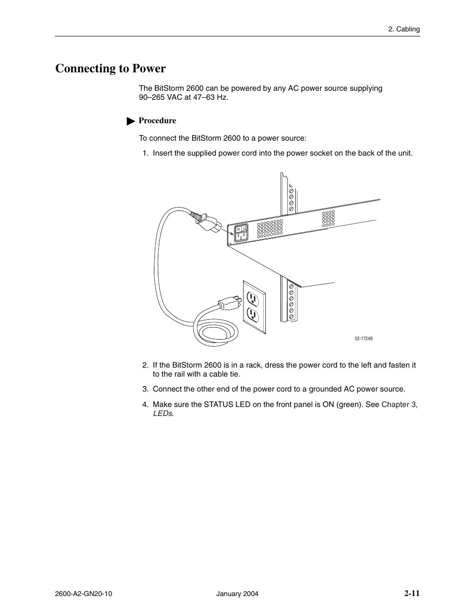 Connecting to power | Paradyne BitStorm 2600 IP DSLAM User Manual | Page 33 / 58