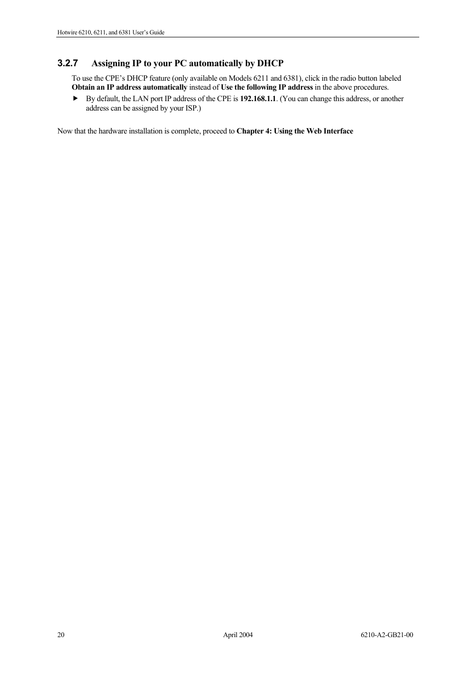 Assigning ip to your pc automatically by dhcp | Paradyne 6381 User Manual | Page 20 / 46