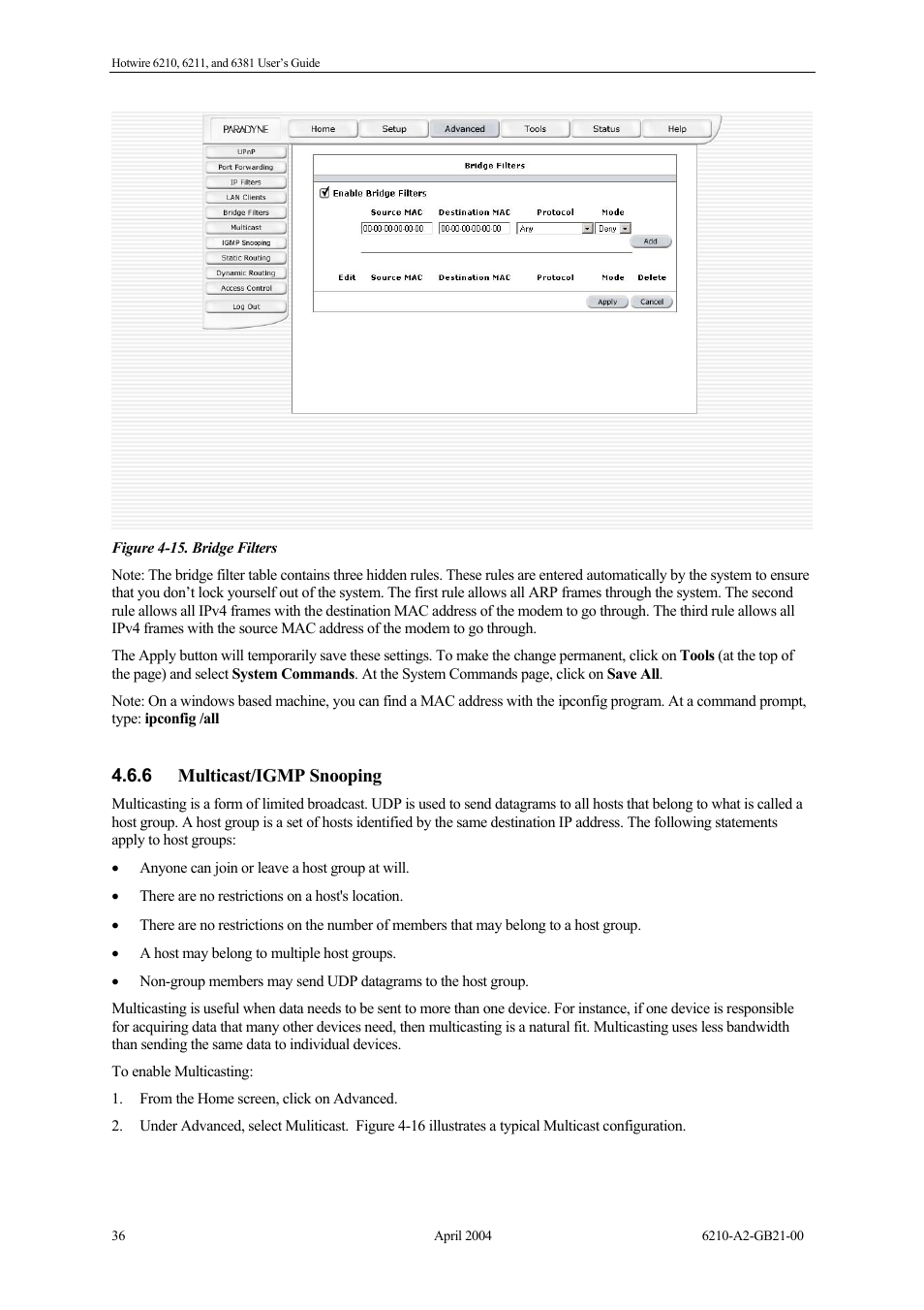 Multicast/igmp snooping | Paradyne 6381 User Manual | Page 36 / 46