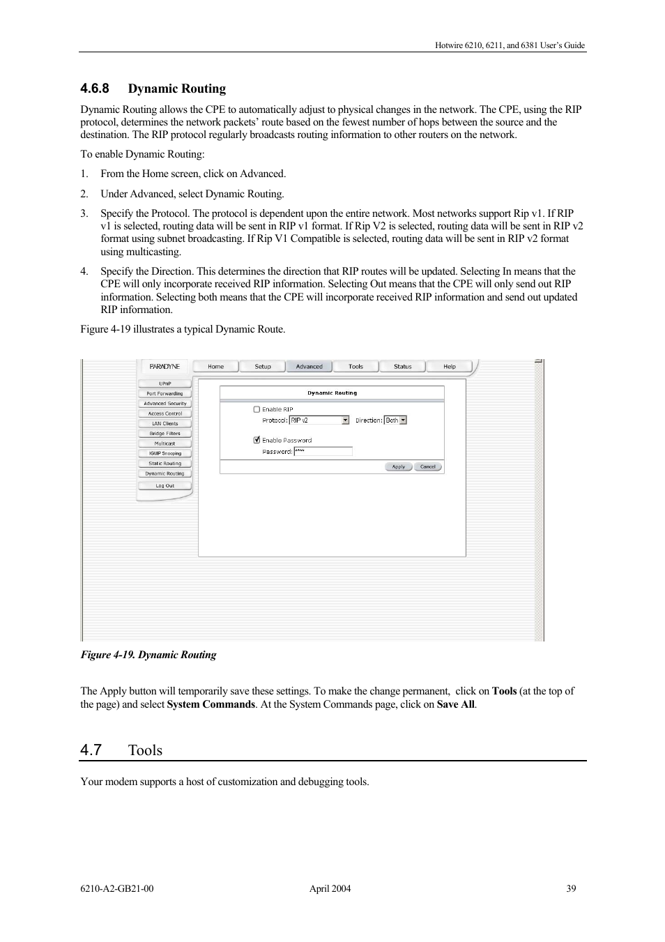 Dynamic routing, Tools, 7 tools | Paradyne 6381 User Manual | Page 39 / 46