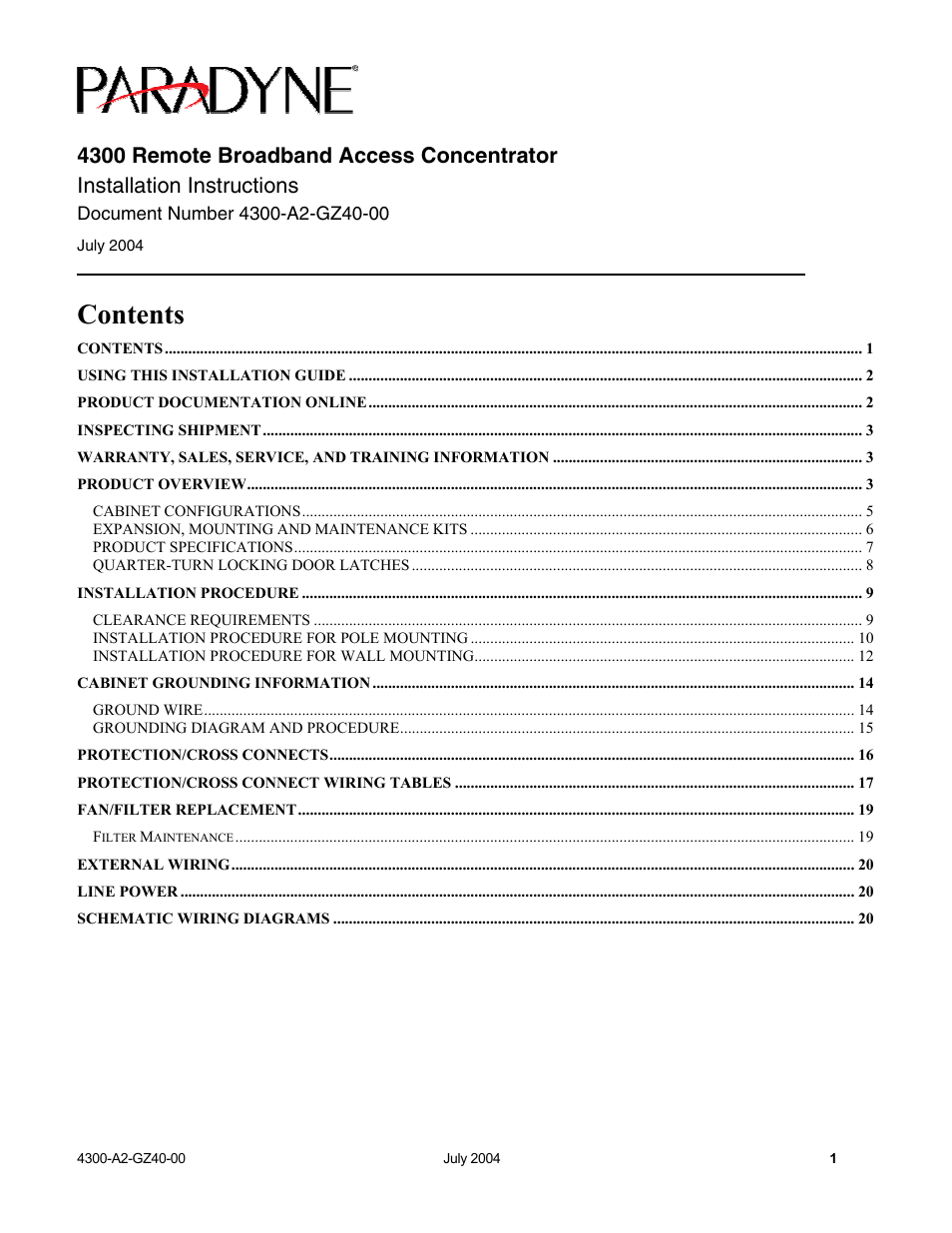Paradyne 4300 User Manual | 22 pages