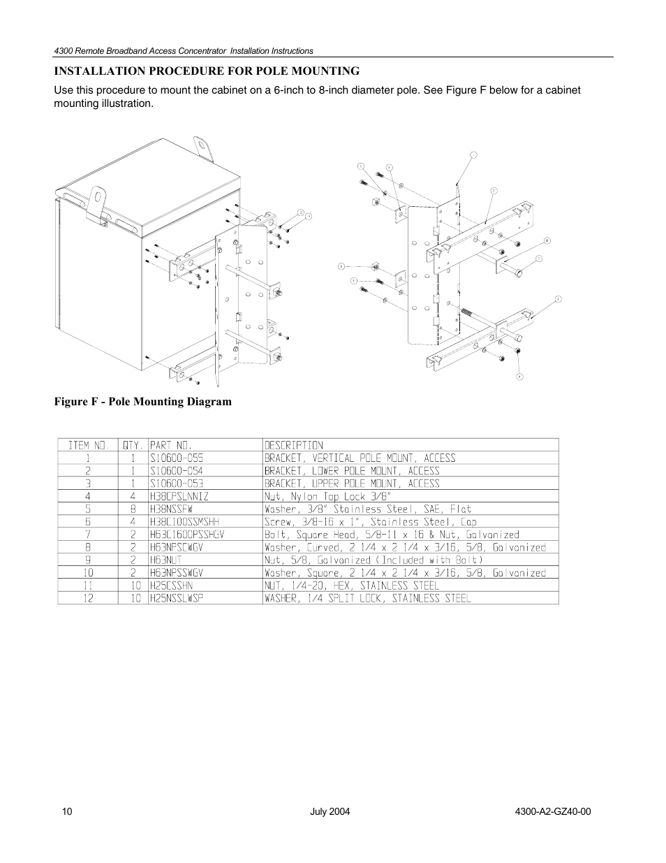 Installation procedure for pole mounting | Paradyne 4300 User Manual | Page 10 / 22