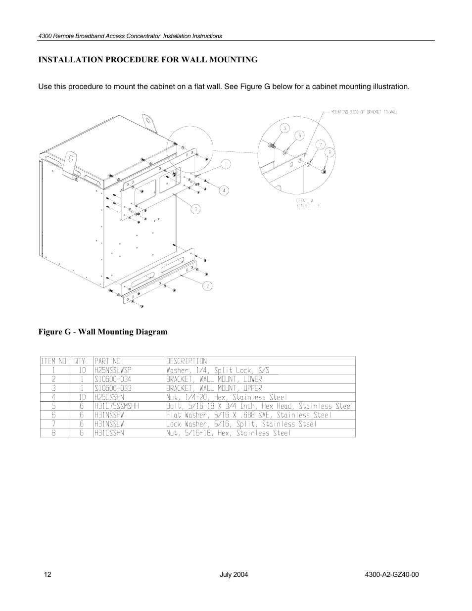 Installation procedure for wall mounting | Paradyne 4300 User Manual | Page 12 / 22