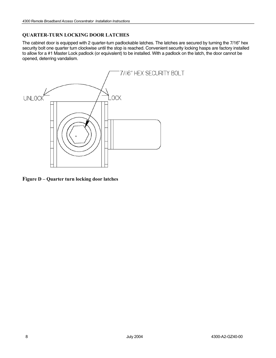 Quarter-turn locking door latches | Paradyne 4300 User Manual | Page 8 / 22