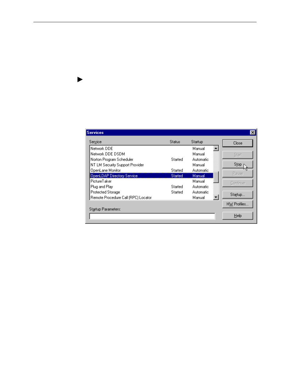 Stopping openlane web and database services, Stopping, Openlane web and database services | Paradyne OpenLane SLM 5.5 User Manual | Page 32 / 112