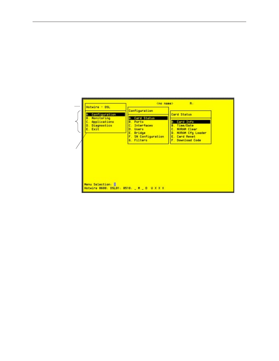 Menu and screen formats, Components of a hotwire menu, Contains | Paradyne 8310 MVLt User Manual | Page 20 / 108