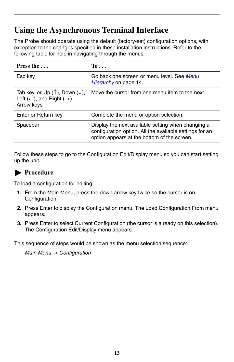 Using the asynchronous terminal interface, Procedure | Paradyne 9550 DS3 User Manual | Page 13 / 20