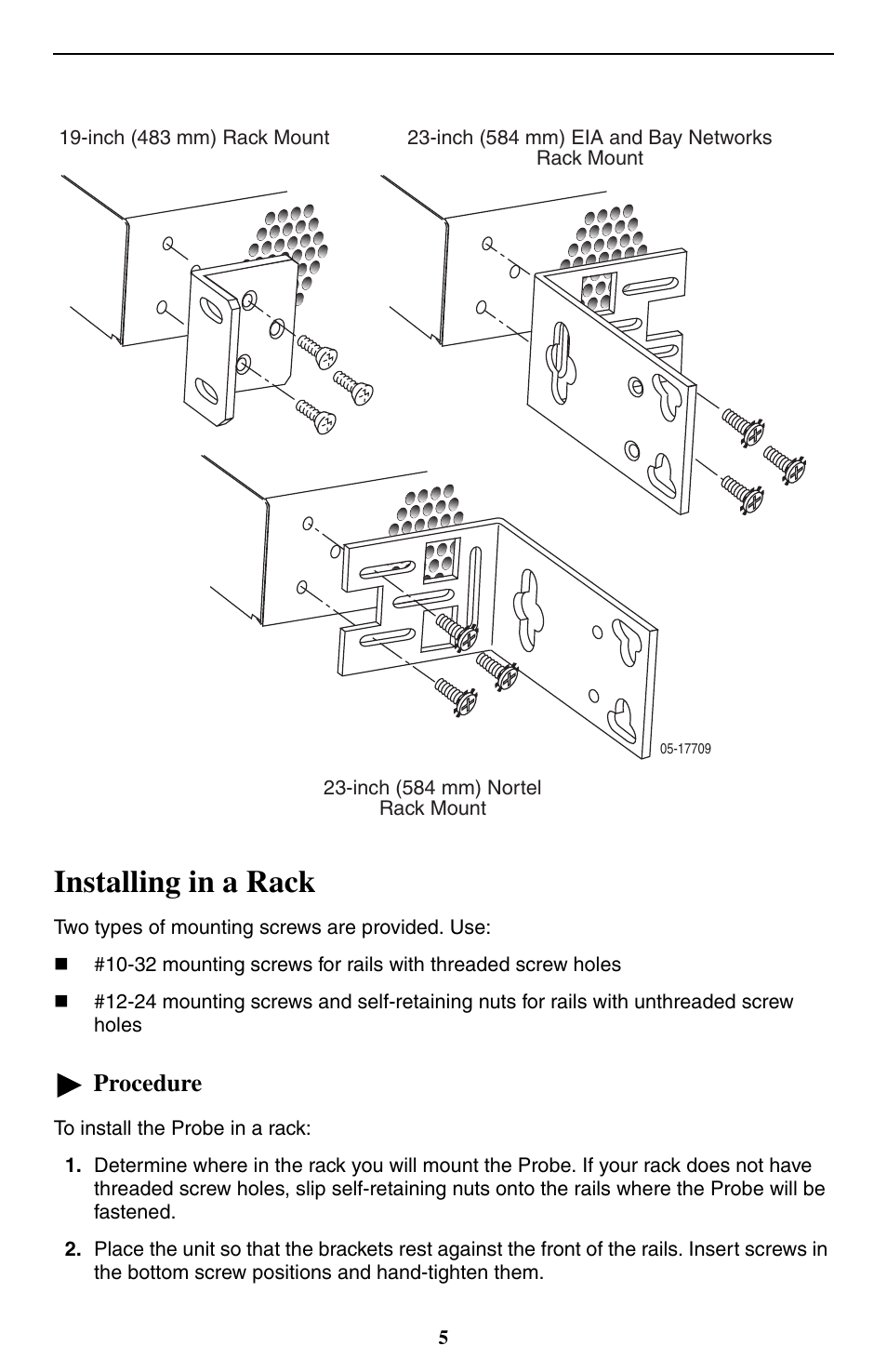 Installing in a rack, Procedure | Paradyne 9550 DS3 User Manual | Page 5 / 20