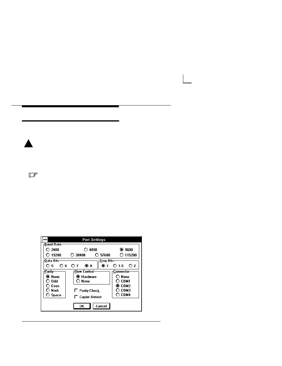 Choosing port settings, Port settings dialog box | Paradyne COMSPHERE 6700-A2-GB22-00 User Manual | Page 41 / 60