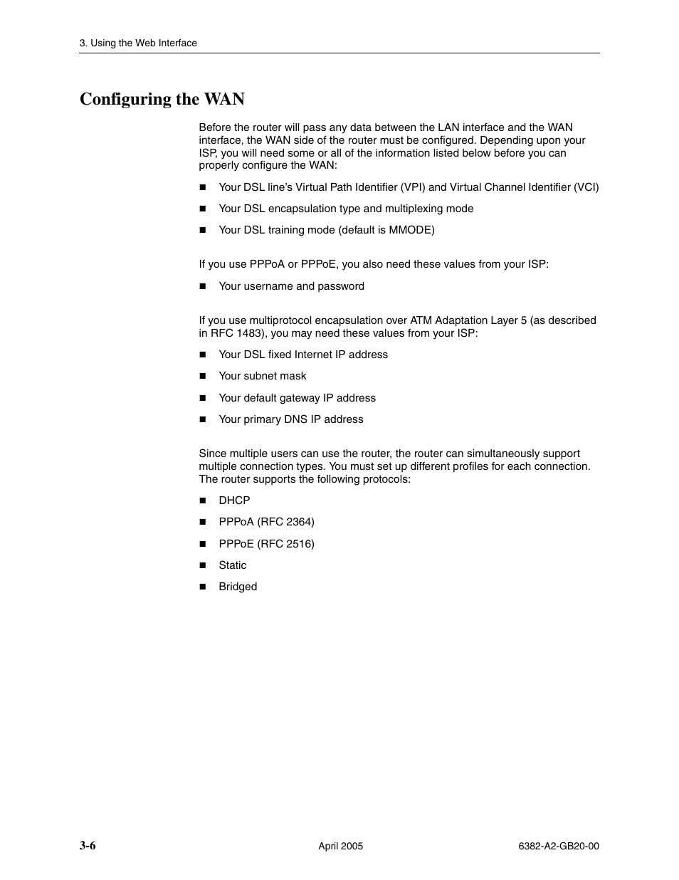 Configuring the wan | Paradyne 6382 User Manual | Page 30 / 76