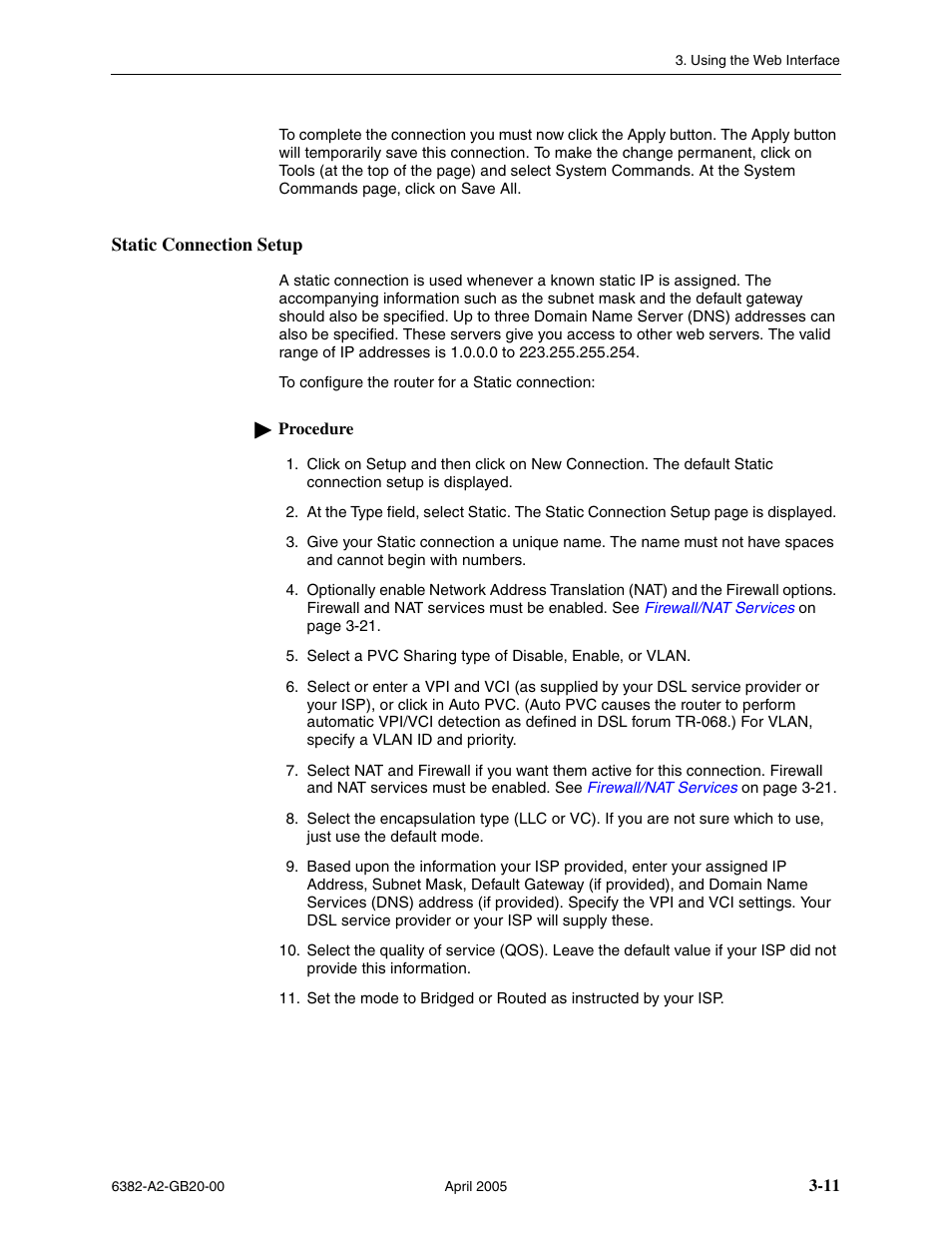 Static connection setup | Paradyne 6382 User Manual | Page 35 / 76