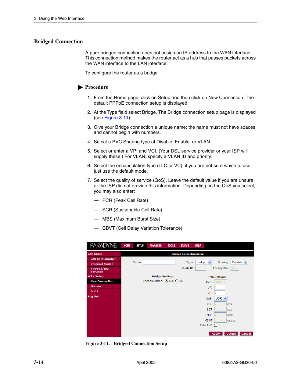 Bridged connection | Paradyne 6382 User Manual | Page 38 / 76