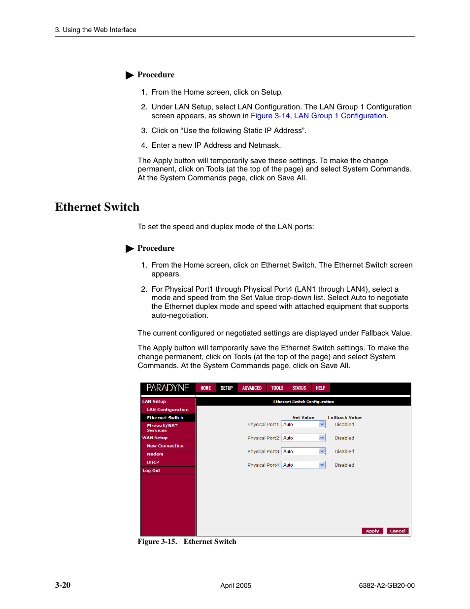 Ethernet switch | Paradyne 6382 User Manual | Page 44 / 76