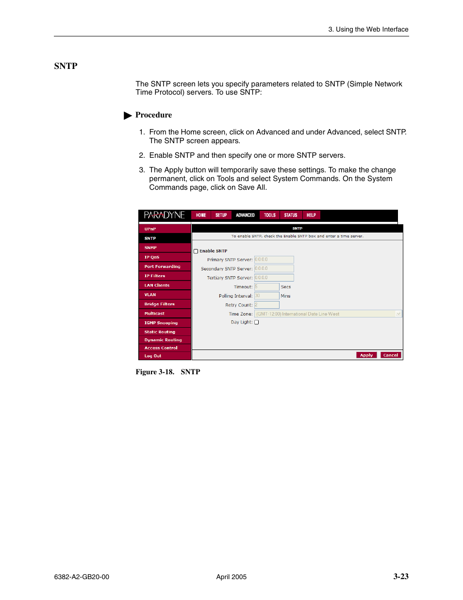 Sntp | Paradyne 6382 User Manual | Page 47 / 76