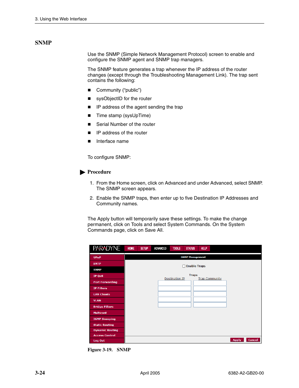 Snmp | Paradyne 6382 User Manual | Page 48 / 76