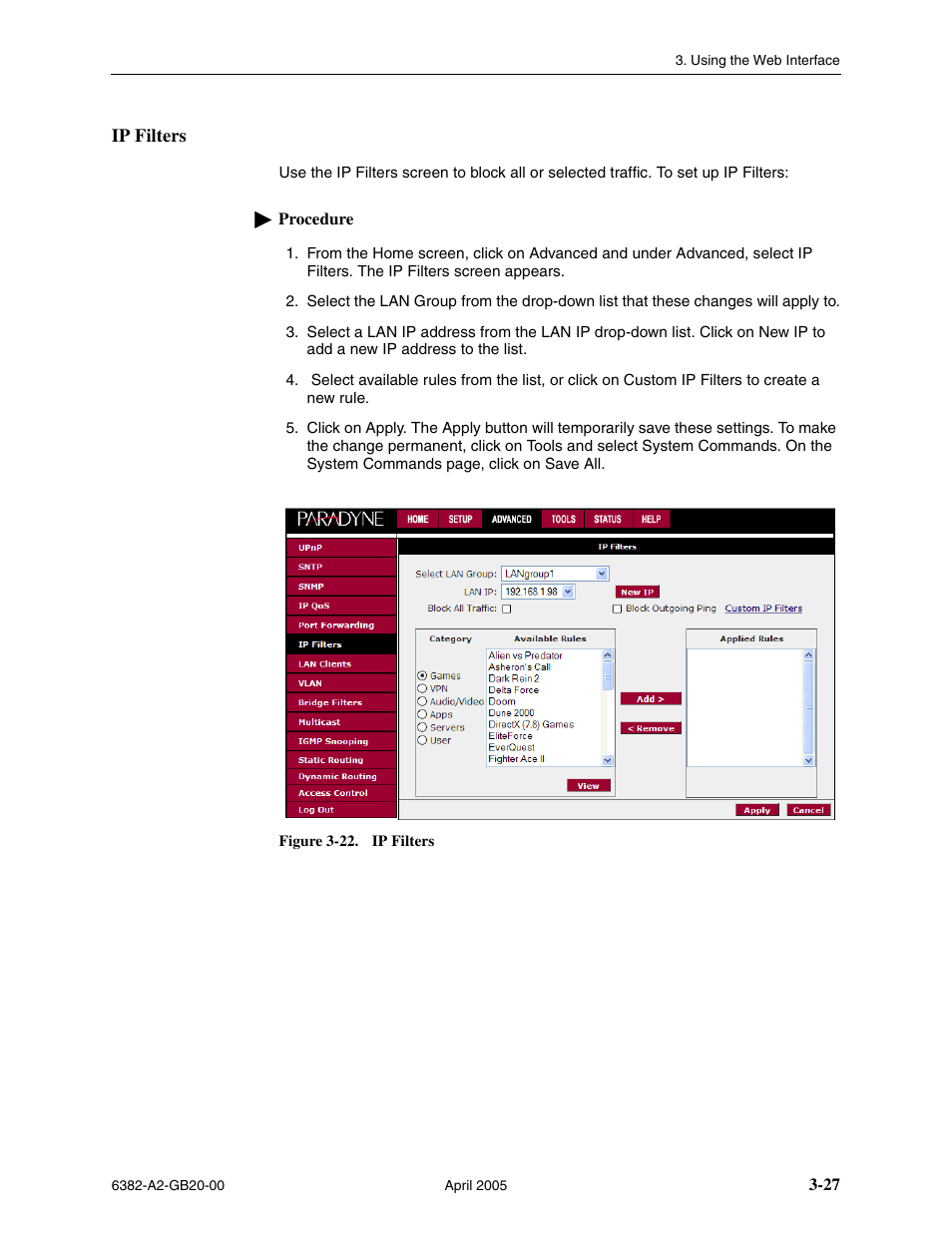 Ip filters | Paradyne 6382 User Manual | Page 51 / 76