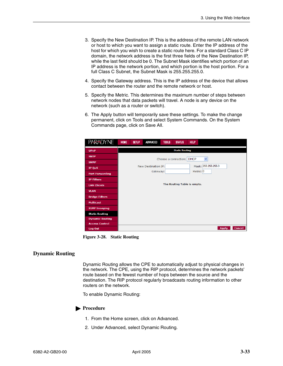 Dynamic routing | Paradyne 6382 User Manual | Page 57 / 76