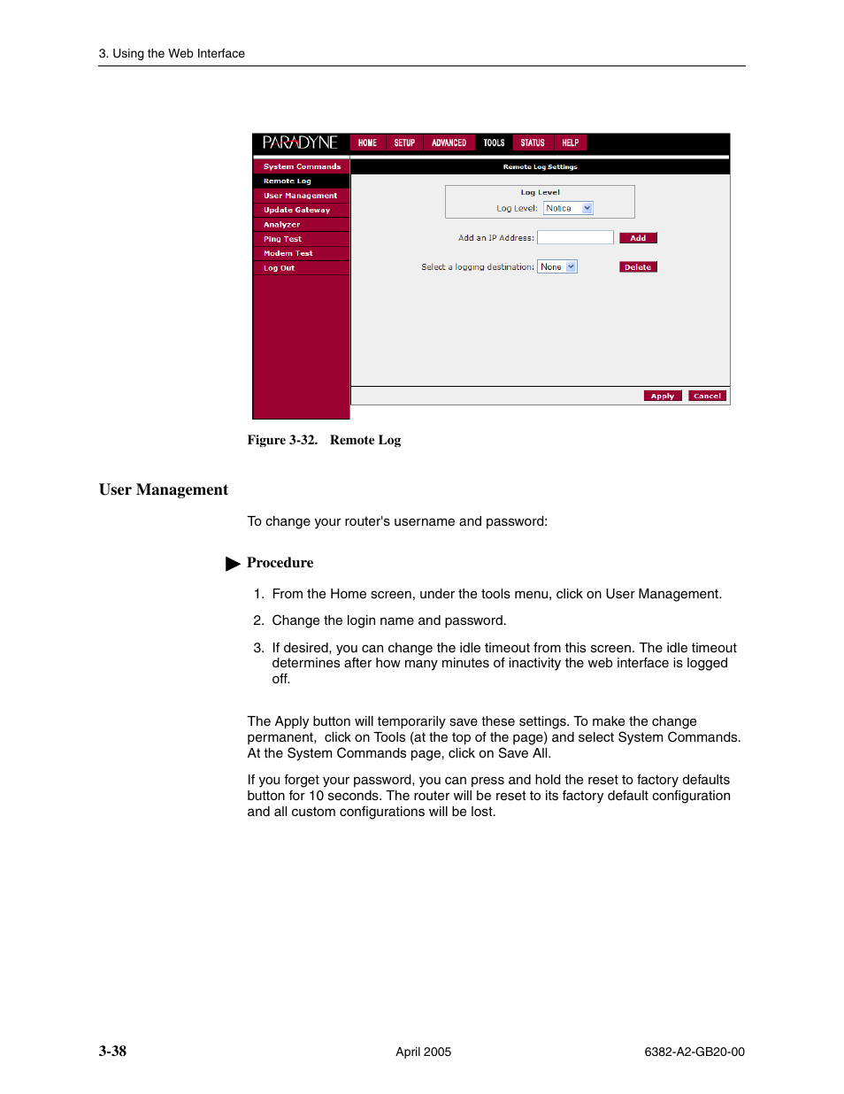 User management | Paradyne 6382 User Manual | Page 62 / 76