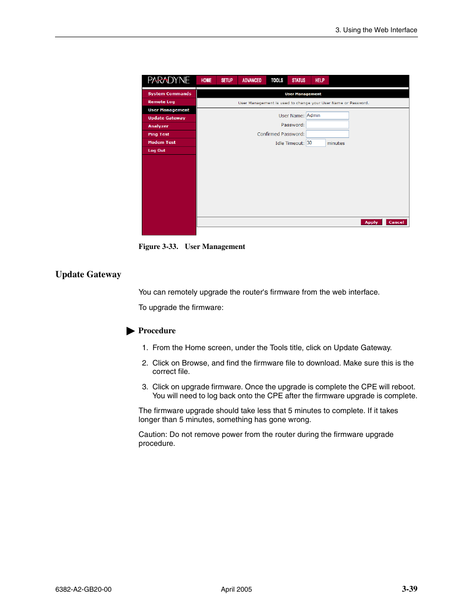 Update gateway | Paradyne 6382 User Manual | Page 63 / 76