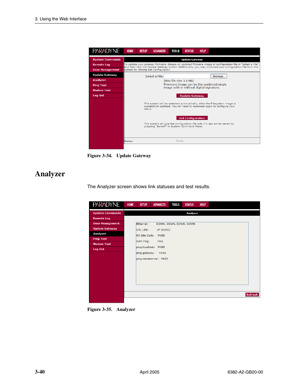 Analyzer | Paradyne 6382 User Manual | Page 64 / 76