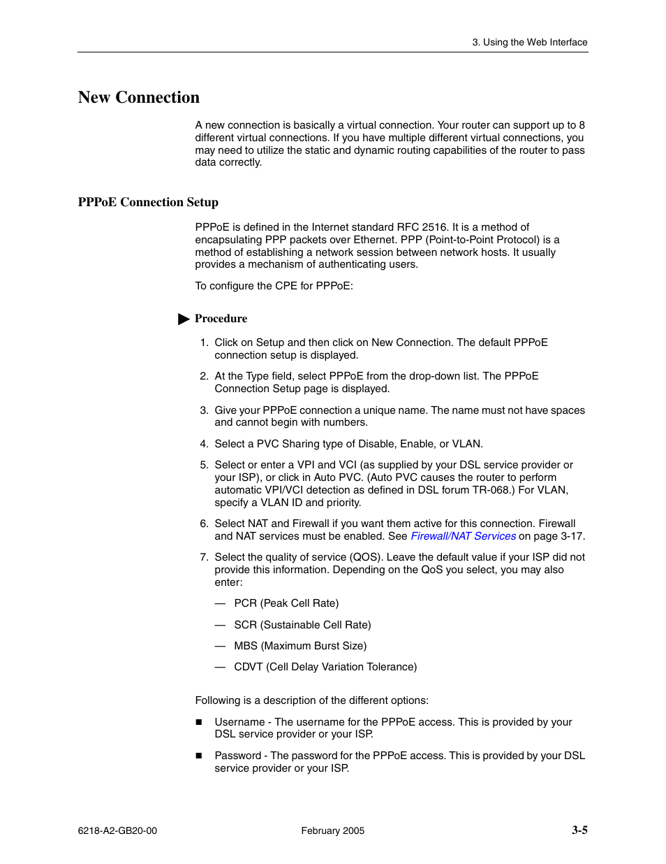 New connection, Pppoe connection setup | Paradyne 6218 User Manual | Page 29 / 78