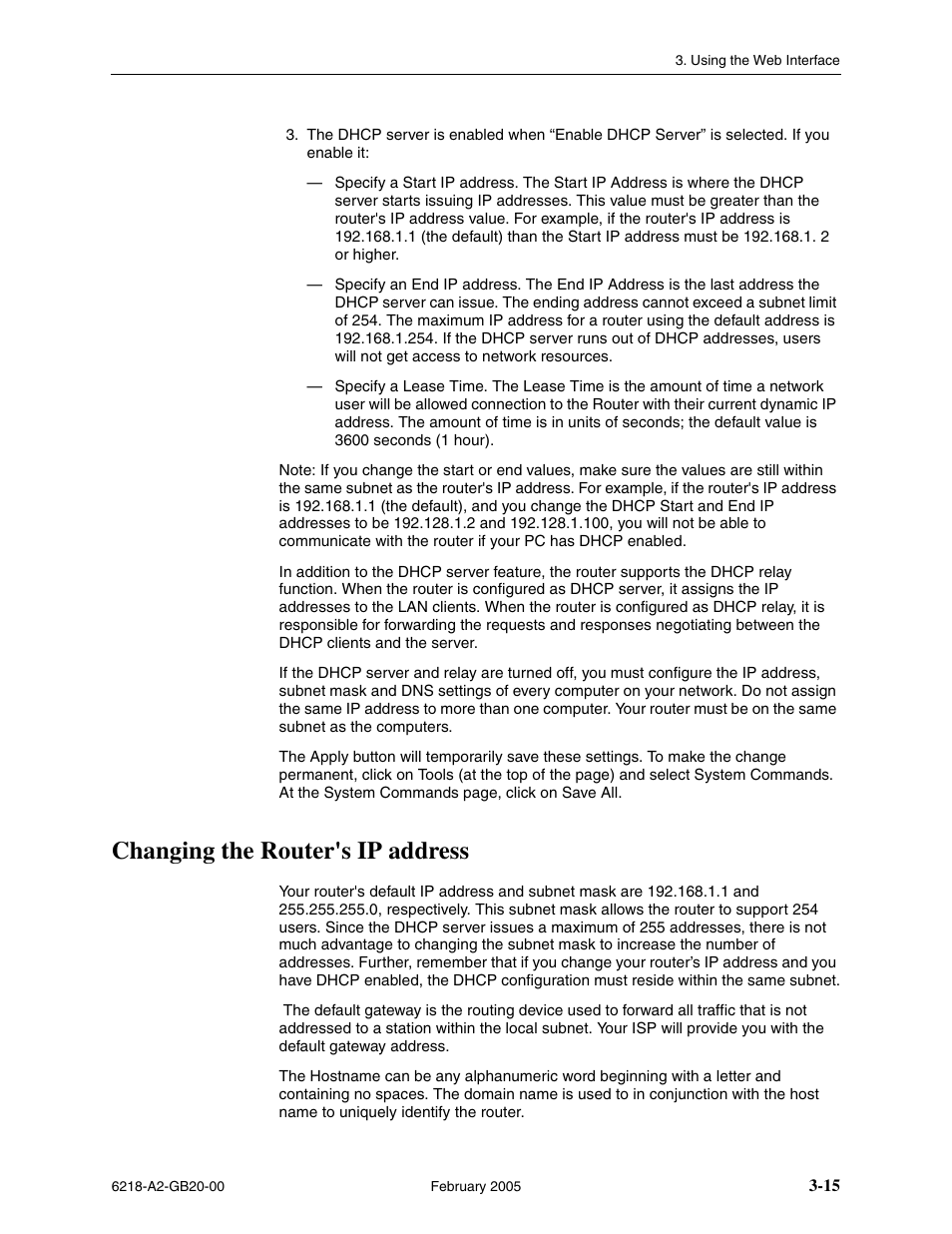 Changing the router's ip address | Paradyne 6218 User Manual | Page 39 / 78