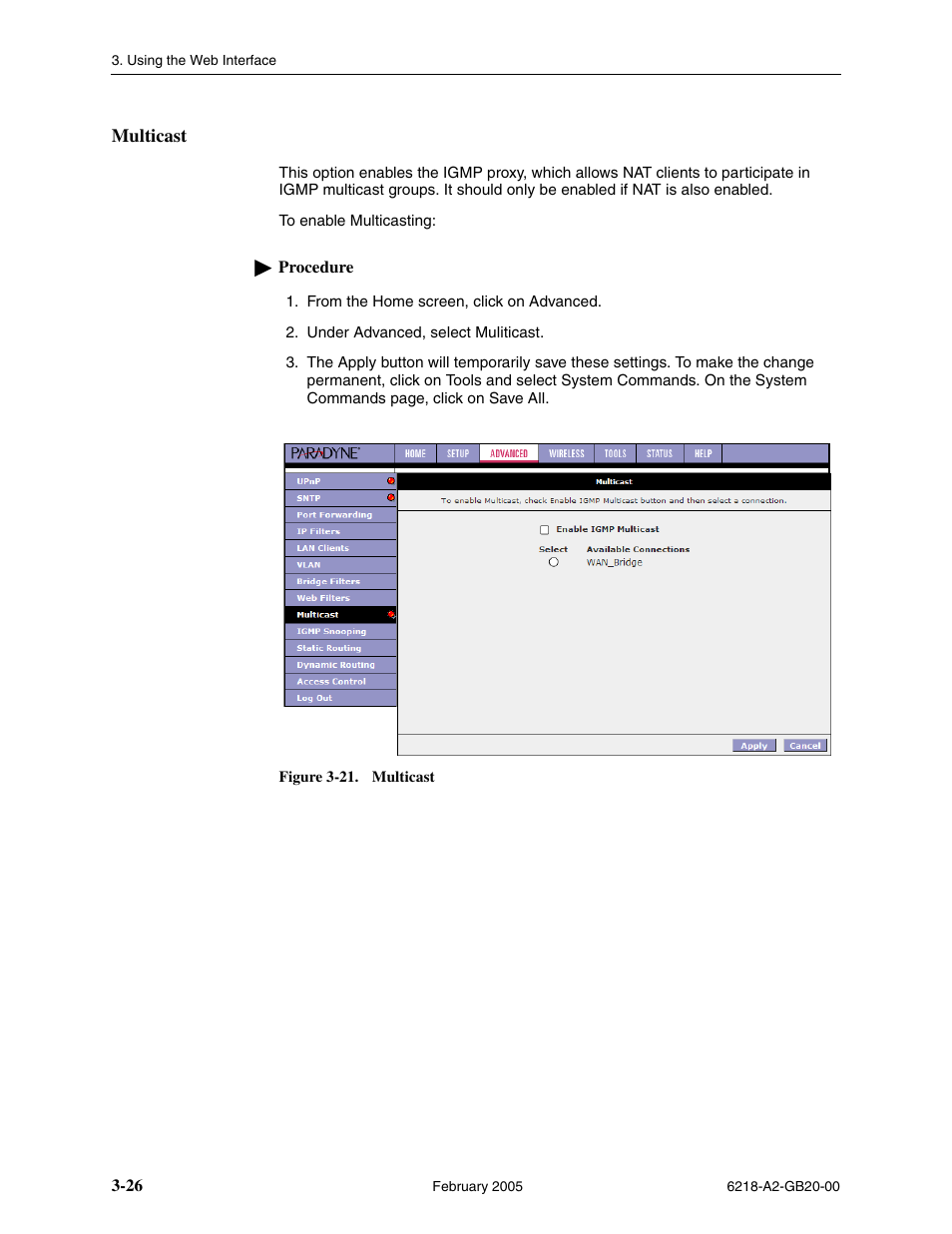 Multicast | Paradyne 6218 User Manual | Page 50 / 78