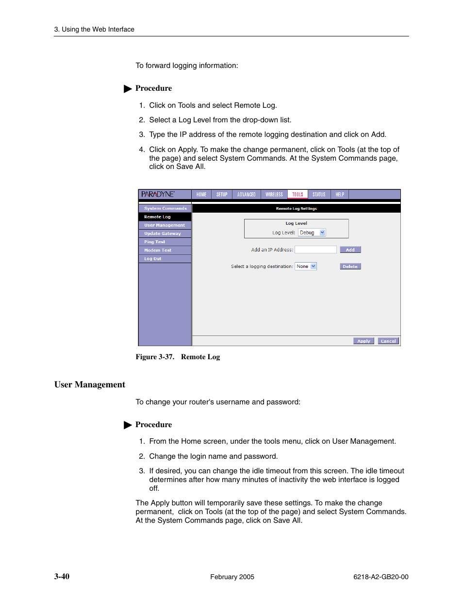 User management | Paradyne 6218 User Manual | Page 64 / 78