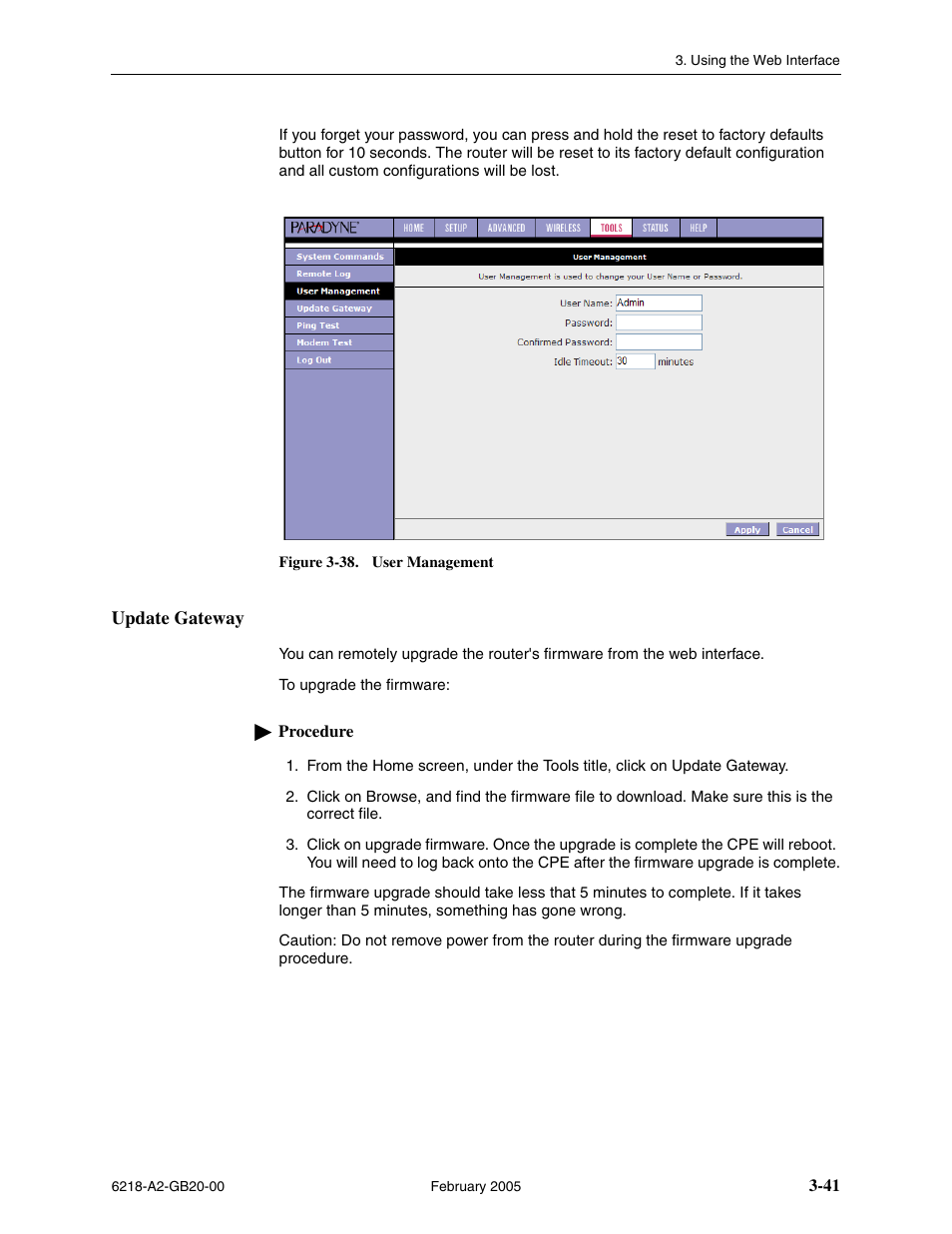 Update gateway | Paradyne 6218 User Manual | Page 65 / 78