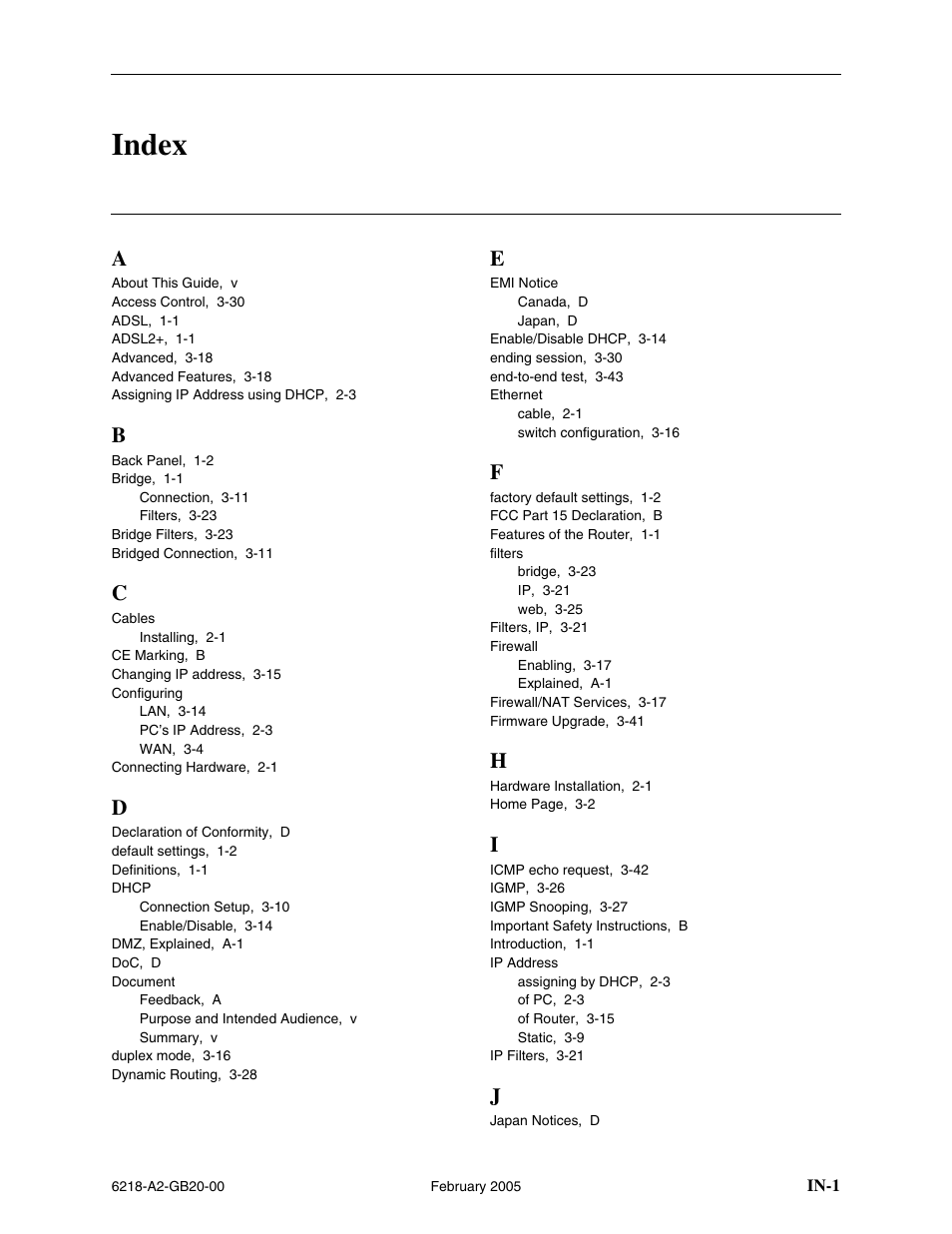 Index | Paradyne 6218 User Manual | Page 75 / 78