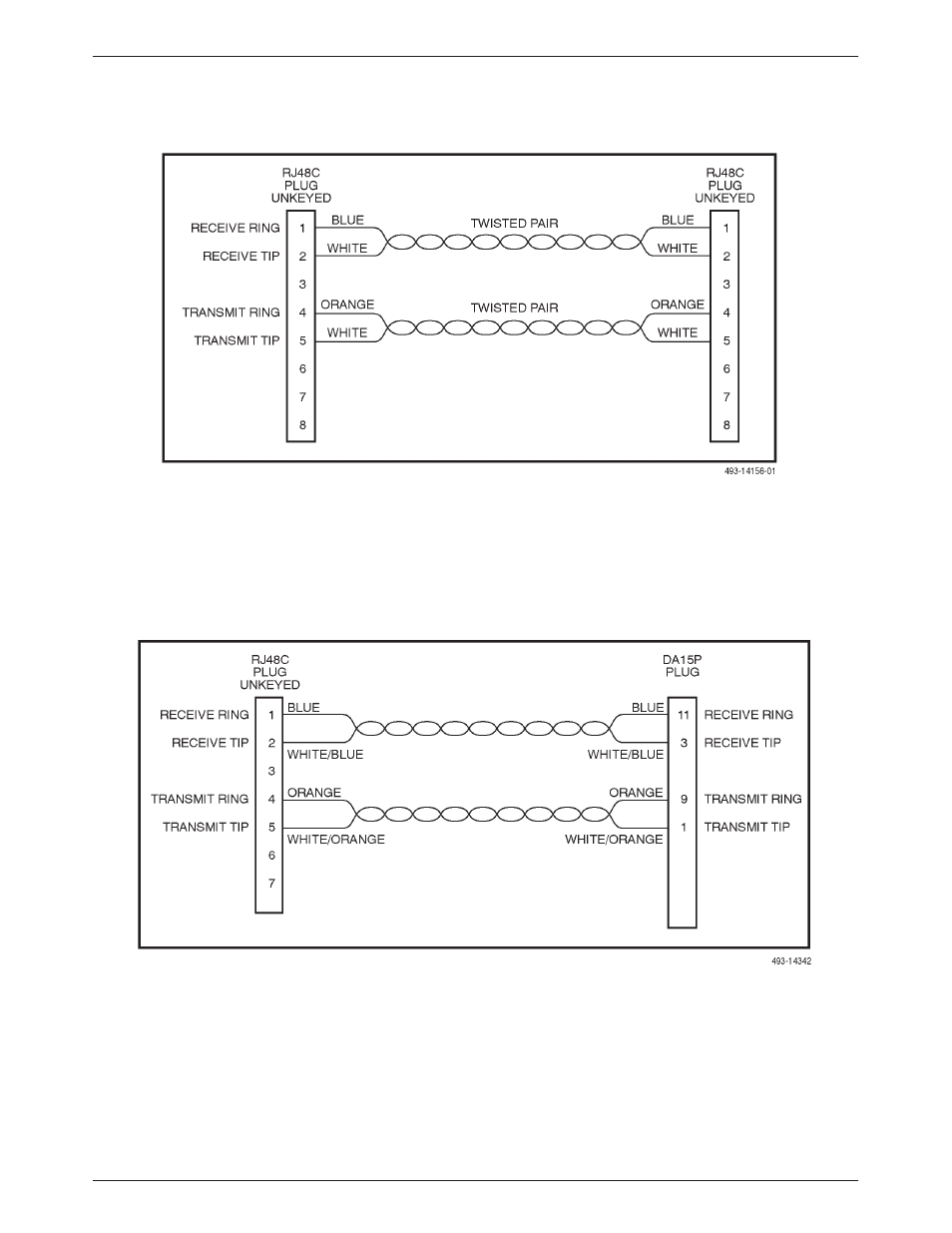 Twisted pair cable that is either rj48c-to-rj48c, Figure d-1, Or rj48c-to-da15p | Figure d-2 | Paradyne 3163 User Manual | Page 102 / 155