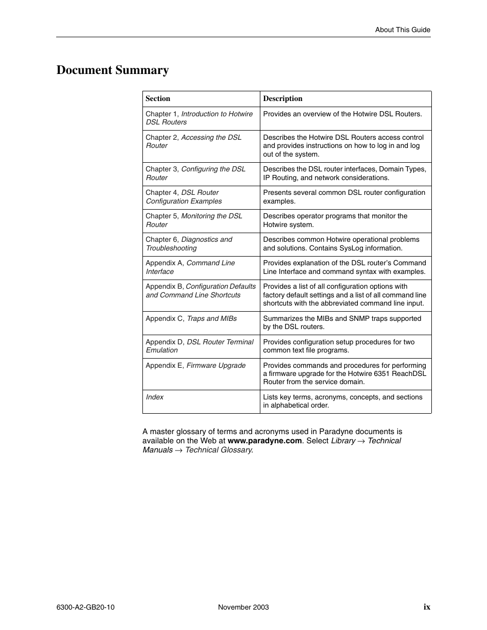 Document summary | Paradyne 6342 User Manual | Page 11 / 146