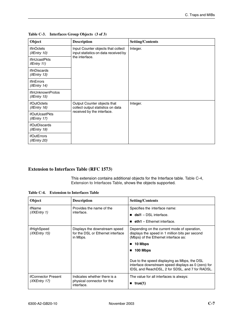 Extension to interfaces table (rfc 1573) | Paradyne 6342 User Manual | Page 121 / 146