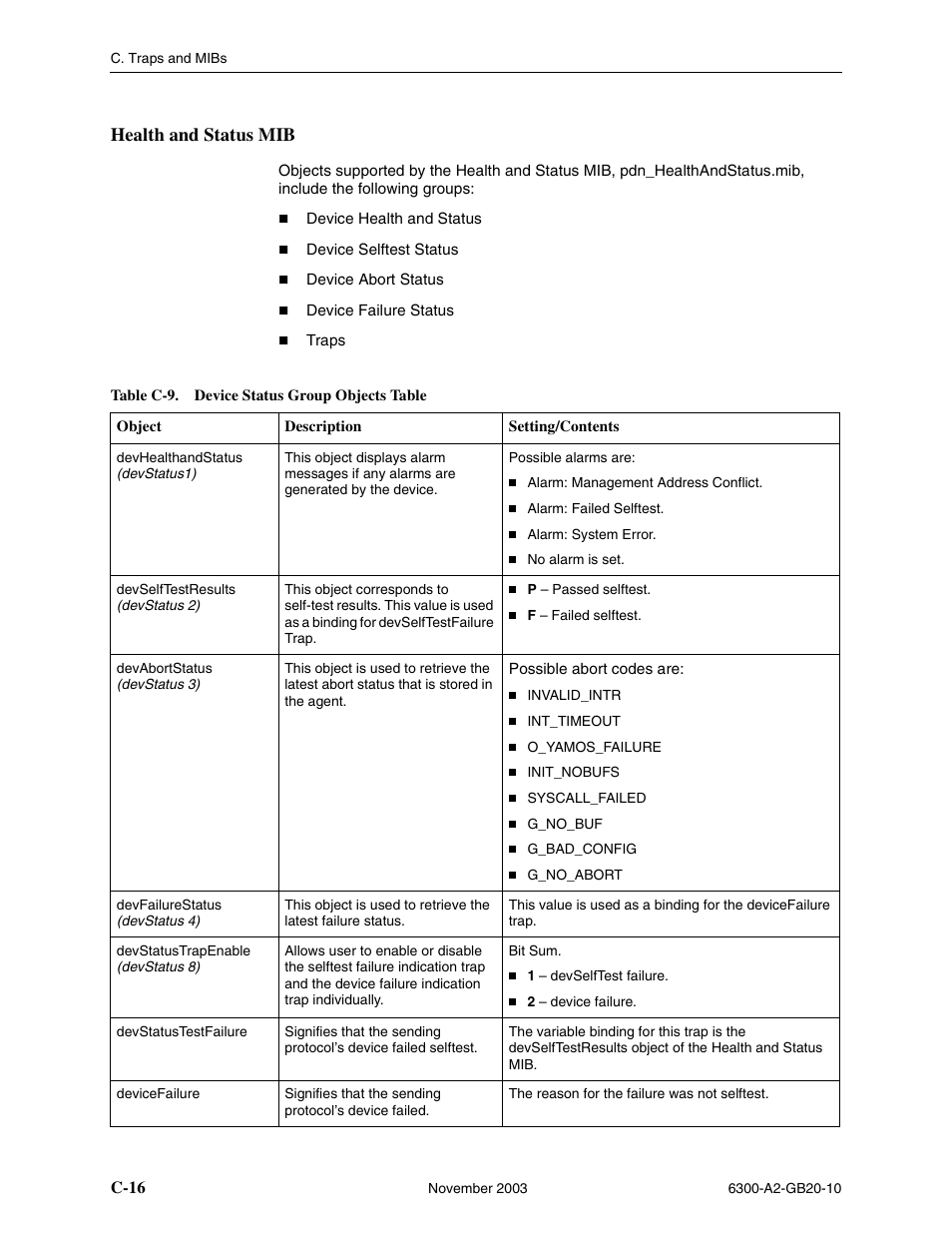 Health and status mib, C-16 | Paradyne 6342 User Manual | Page 130 / 146